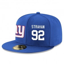 NFL New York Giants #92 Michael Strahan Stitched Snapback Adjustable Player Hat - Blue/White