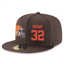 NFL Cleveland Browns #32 Jim Brown Stitched Snapback Adjustable Player Hat - Brown/Orange