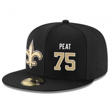 NFL New Orleans Saints #75 Andrus Peat Stitched Snapback Adjustable Player Hat - Black/Gold