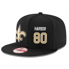 NFL New Orleans Saints #80 Clay Harbor Stitched Snapback Adjustable Player Hat - Black/Gold