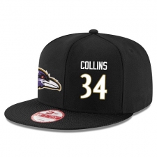 NFL Baltimore Ravens #34 Alex Collins Stitched Snapback Adjustable Player Hat - Black/White