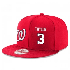 MLB Men's Washington Nationals #3 Michael Taylor Stitched New Era Snapback Adjustable Player Hat - Red/White
