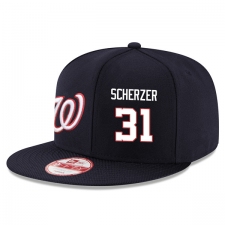 MLB Men's Washington Nationals #31 Max Scherzer Stitched New Era Snapback Adjustable Player Hat - Navy/White