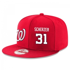 MLB Men's Washington Nationals #31 Max Scherzer Stitched New Era Snapback Adjustable Player Hat - Red/White