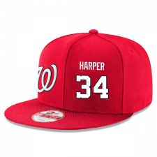 MLB Men's Washington Nationals #34 Bryce Harper Stitched New Era Snapback Adjustable Player Hat - Red/White