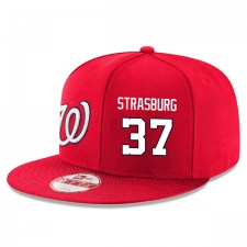 MLB Men's Washington Nationals #37 Stephen Strasburg Stitched New Era Snapback Adjustable Player Hat - Red/White