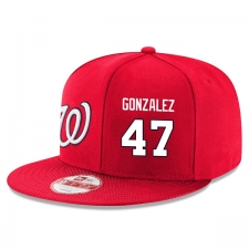 MLB Men's Washington Nationals #47 Gio Gonzalez Stitched New Era Snapback Adjustable Player Hat - Red/White