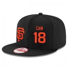 MLB Men's San Francisco Giants #18 Matt Cain Stitched New Era Snapback Adjustable Player Hat - Black/Orange