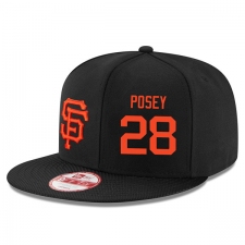 MLB Men's San Francisco Giants #28 Buster Posey Stitched New Era Snapback Adjustable Player Hat - Black/Orange