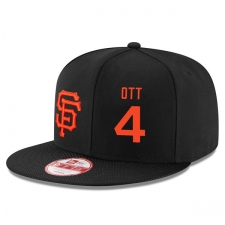 MLB Men's San Francisco Giants #4 Mel Ott Stitched New Era Snapback Adjustable Player Hat - Black/Orange