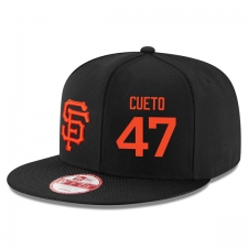 MLB Men's San Francisco Giants #47 Johnny Cueto Stitched New Era Snapback Adjustable Player Hat - Black/Orange