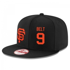 MLB Men's San Francisco Giants #9 Brandon Belt Stitched New Era Snapback Adjustable Player Hat - Black/Orange