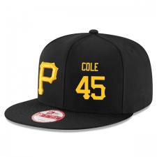 MLB Men's Pittsburgh Pirates #45 Gerrit Cole Stitched New Era Snapback Adjustable Player Hat - Black/Gold