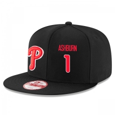 MLB Men's Philadelphia Phillies #1 Richie Ashburn Stitched New Era Snapback Adjustable Player Hat - Black/Red