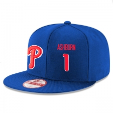 MLB Men's Philadelphia Phillies #1 Richie Ashburn Stitched New Era Snapback Adjustable Player Hat - Royal/Red