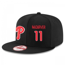 MLB Men's Philadelphia Phillies #11 Tim McCarver Stitched New Era Snapback Adjustable Player Hat - Black/Red