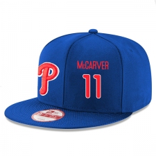 MLB Men's Philadelphia Phillies #11 Tim McCarver Stitched New Era Snapback Adjustable Player Hat - Royal/Red