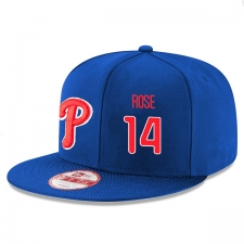 MLB Men's Philadelphia Phillies #14 Pete Rose Stitched New Era Snapback Adjustable Player Hat - Royal/Red