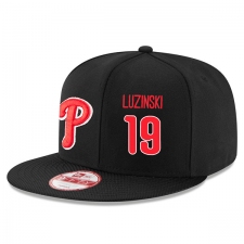 MLB Men's Philadelphia Phillies #19 Greg Luzinski Stitched New Era Snapback Adjustable Player Hat - Black/Red
