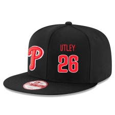 MLB Men's Philadelphia Phillies #26 Chase Utley Stitched New Era Snapback Adjustable Player Hat - Black/Red