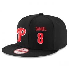 MLB Men's Philadelphia Phillies #8 Juan Samuel Stitched New Era Snapback Adjustable Player Hat - Black/Red
