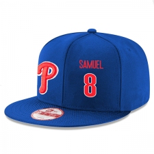 MLB Men's Philadelphia Phillies #8 Juan Samuel Stitched New Era Snapback Adjustable Player Hat - Royal/Red