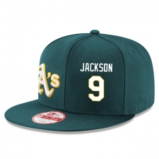 MLB Men's Oakland Athletics #9 Reggie Jackson Stitched New Era Snapback Adjustable Player Hat - Green/White