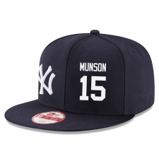 MLB Men's New Era New York Yankees #15 Thurman Munson Stitched Snapback Adjustable Player Hat - Navy/White