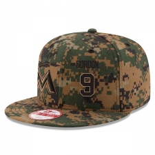 MLB Men's Miami Marlins #9 Dee Gordon New Era Digital Camo 2016 Memorial Day 9FIFTY Snapback Adjustable Hat