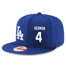 MLB Men's New Era Los Angeles Dodgers #4 Babe Herman Stitched Snapback Adjustable Player Hat - Royal Blue/White
