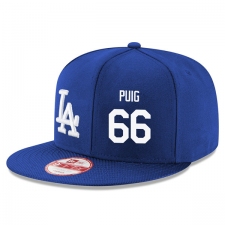 MLB Men's New Era Los Angeles Dodgers #66 Yasiel Puig Stitched Snapback Adjustable Player Hat - Royal Blue/White