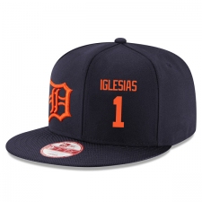 MLB Men's New Era Detroit Tigers #1 Jose Iglesias Stitched Snapback Adjustable Player Hat - Navy/Orange