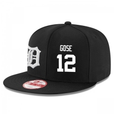 MLB Men's New Era Detroit Tigers #12 Anthony Gose Stitched Snapback Adjustable Player Hat - Black/White