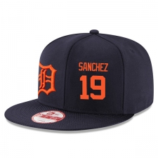 MLB Men's New Era Detroit Tigers #19 Anibal Sanchez Stitched Snapback Adjustable Player Hat - Navy/Orange