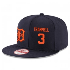 MLB Men's New Era Detroit Tigers #3 Alan Trammell Stitched Snapback Adjustable Player Hat - Navy/Orange