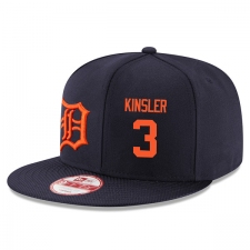 MLB Men's New Era Detroit Tigers #3 Ian Kinsler Stitched Snapback Adjustable Player Hat - Navy/Orange