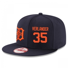 MLB Men's New Era Detroit Tigers #35 Justin Verlander Stitched Snapback Adjustable Player Hat - Navy/Orange