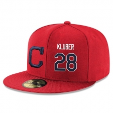 MLB Majestic Cleveland Indians #28 Corey Kluber Snapback Adjustable Player Hat - Red/Navy