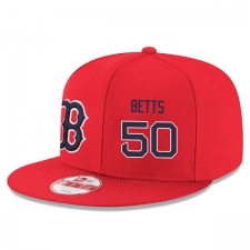MLB Men's New Era Boston Red Sox #50 Mookie Betts Stitched Snapback Adjustable Player Hat - Red/Navy