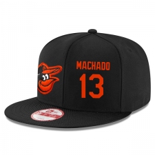 MLB Men's New Era Baltimore Orioles #13 Manny Machado Stitched Snapback Adjustable Player Hat - Black/Orange