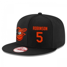 MLB Men's New Era Baltimore Orioles #5 Brooks Robinson Stitched Snapback Adjustable Player Hat - Black/Orange