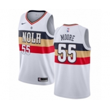 Men's Nike New Orleans Pelicans #55 E'Twaun Moore White Swingman Jersey - Earned Edition
