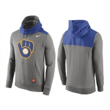 MLB Men's Milwaukee Brewers Nike Gray Cooperstown Collection Hybrid Pullover Hoodie