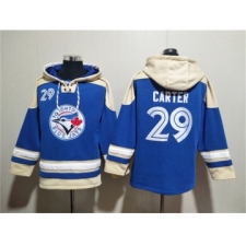 Men's Toronto Blue Jays #29 Joe Carter Royal Ageless Must-Have Lace-Up Pullover Hoodie