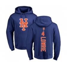 Baseball New York Mets #4 Jed Lowrie Royal Blue Backer Pullover Hoodie