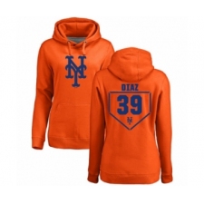 Baseball Women's New York Mets #39 Edwin Diaz Orange RBI Pullover Hoodie