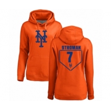 Baseball Women's New York Mets #7 Marcus Stroman Orange RBI Pullover Hoodie