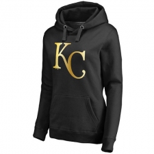 MLB Kansas City Royals Women's Gold Collection Pullover Hoodie - Black
