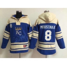 Men's Kansas City Royals #8 Mike Moustakas Blue Hoodie
