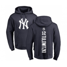Baseball New York Yankees #12 Troy Tulowitzki Navy Blue Backer Pullover Hoodie